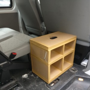 Das erste Modul im Auto. Super leicht und trotzdem sitzfest.